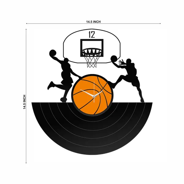 Mdf_Wood_Sports_Basketball_Players_Silhouette_Black_Wall_Clock