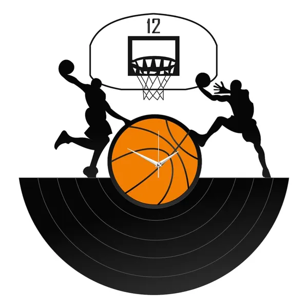 Mdf_Wood_Sports_Basketball_Players_Silhouette_Black_Wall_Clock