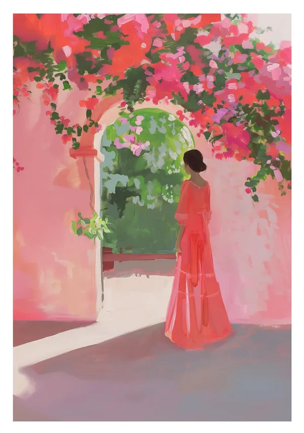 Canvas_Floral_Archway_Pink_Figurative_Wall_Painting
