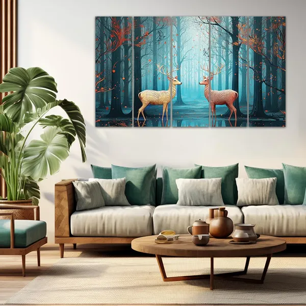 Paper_Nature_Misty_Forest_Deer_3-Panel_Wall_Art