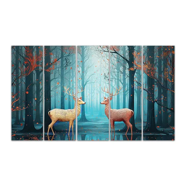 Paper_Nature_Misty_Forest_Deer_3-Panel_Wall_Art