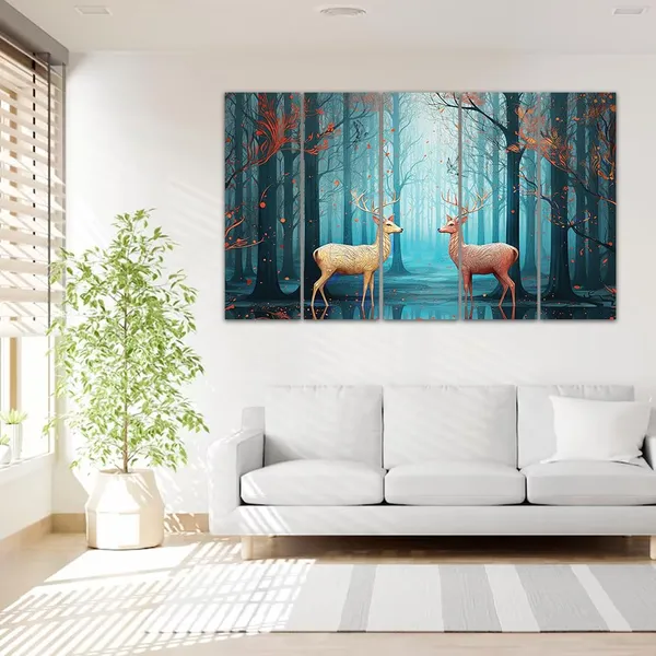Paper_Nature_Misty_Forest_Deer_3-Panel_Wall_Art