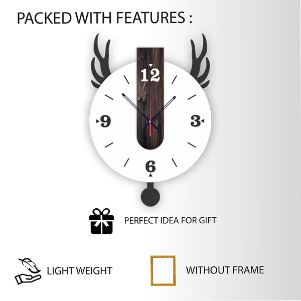 Mdf_Wood_Contemporary_Deer_Silhouette_Black_White_Wall_Clock