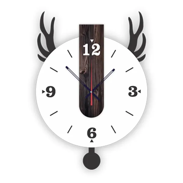 Mdf_Wood_Contemporary_Deer_Silhouette_Black_White_Wall_Clock