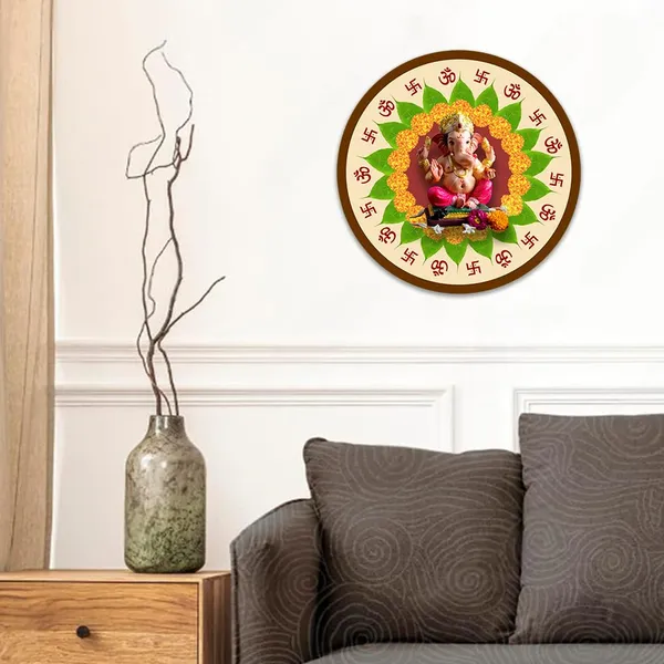 Paper_Spiritual_Lord_Ganesha_Marigold_Round_Wall_Art