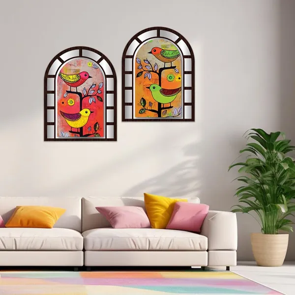 Paper_Folk_Art_Bird_Arched_Window_Frame_Wall_Art_Set