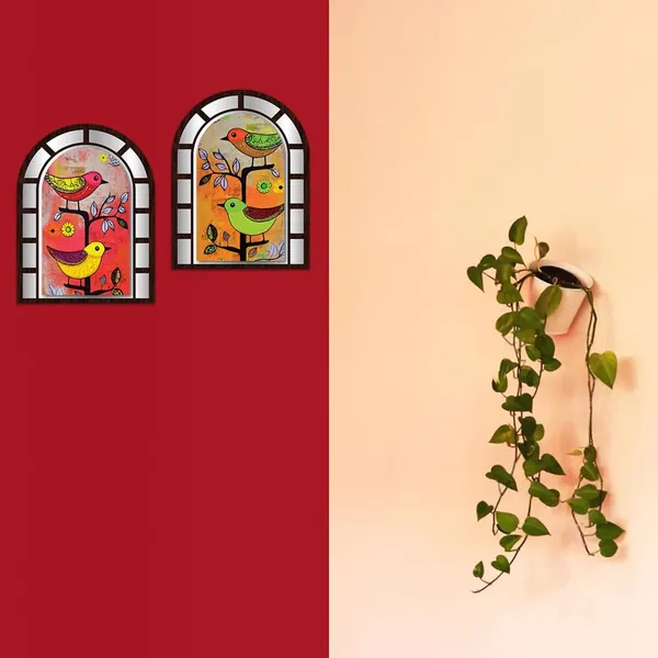 Paper_Folk_Art_Bird_Arched_Window_Frame_Wall_Art_Set