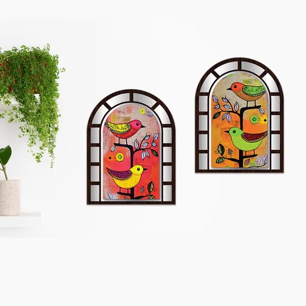 Paper_Folk_Art_Bird_Arched_Window_Frame_Wall_Art_Set