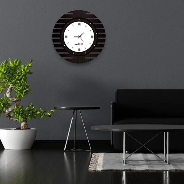 Mdf_Wood_Modern_Roman_Numeral_Brown_Gold_Wall_Clock