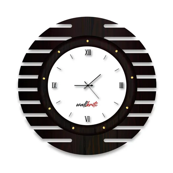 Mdf_Wood_Modern_Roman_Numeral_Brown_Gold_Wall_Clock