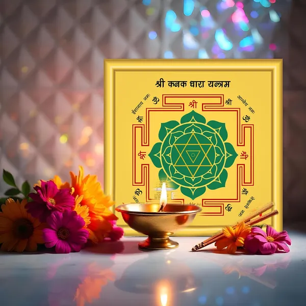 Wood_Spiritual_Shri_Kanak_Dhara_Yantra_Gold_Green_Home_Decor