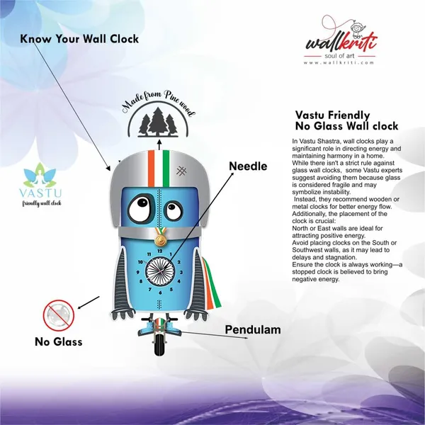 Mdf_Wood_Novelty_Robot_Cyclist_Indian_Flag_Wall_Clock