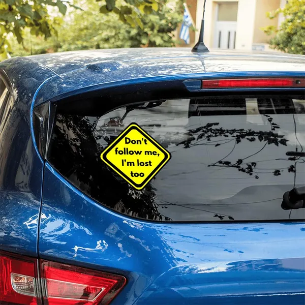 Plastic_Yellow_Humorous_Diamond_Shape_Car_Decal_Sticker