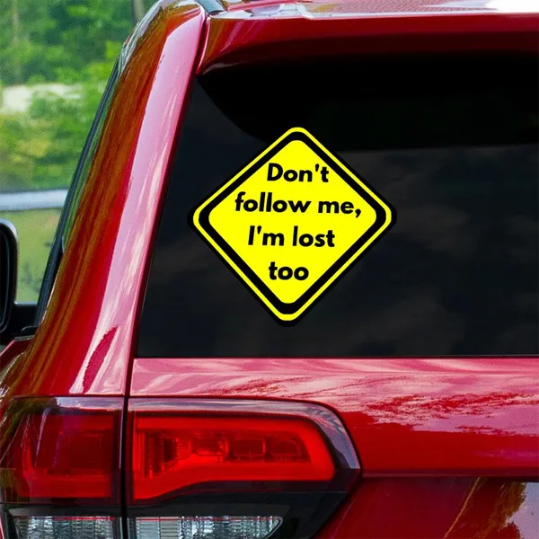 Plastic_Yellow_Humorous_Diamond_Shape_Car_Decal_Sticker