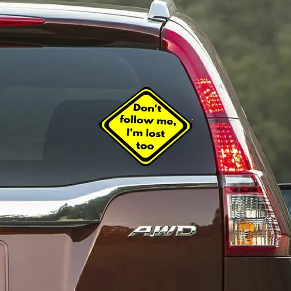 Plastic_Yellow_Humorous_Diamond_Shape_Car_Decal_Sticker