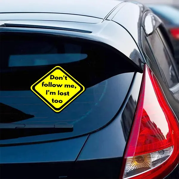 Plastic_Yellow_Humorous_Diamond_Shape_Car_Decal_Sticker