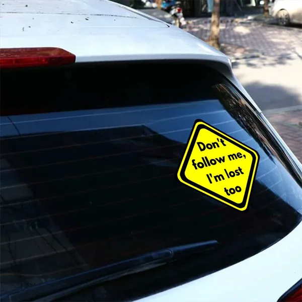 Plastic_Yellow_Humorous_Diamond_Shape_Car_Decal_Sticker