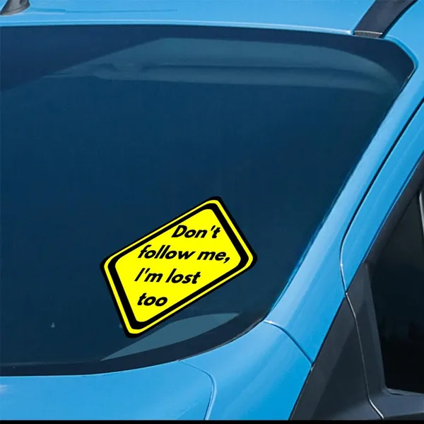 Plastic_Yellow_Humorous_Diamond_Shape_Car_Decal_Sticker