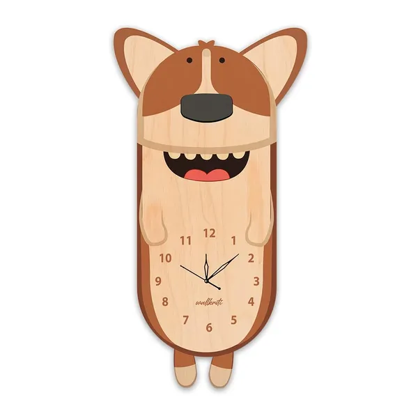 Mdf_Wood_Novelty_Dog_Pendulum_Brown_Wall_Clock