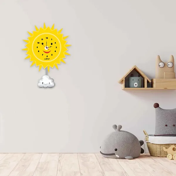 Yellow_Plastic_Smiling_Sun_Kids_Wall_Clock