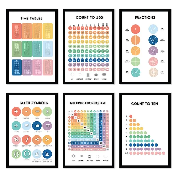 Paper_Educational_Math_Tables_Counting_Framed_Poster_Set_Of_6