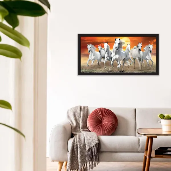 Canvas_Paper_Contemporary_White_Horses_Sunset_Framed_Wall_Art