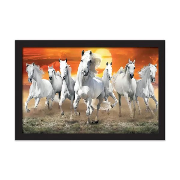 Canvas_Paper_Contemporary_White_Horses_Sunset_Framed_Wall_Art