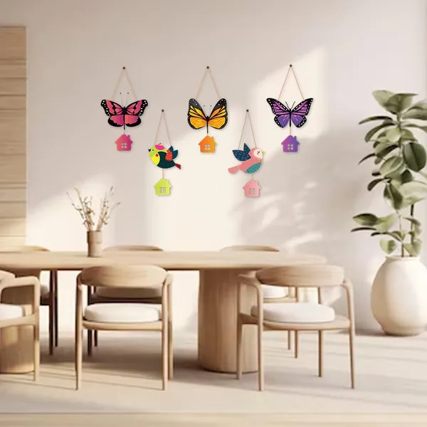 Paper_Whimsical_Butterfly_Bird_House_Wall_Hanging_Set