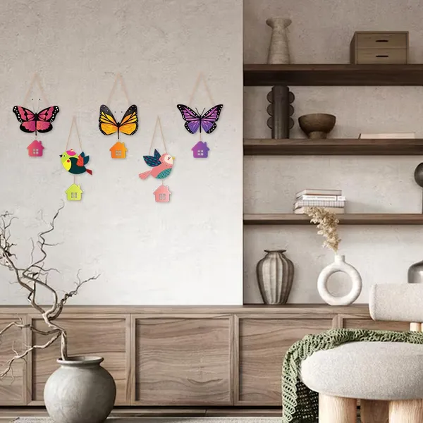 Paper_Whimsical_Butterfly_Bird_House_Wall_Hanging_Set
