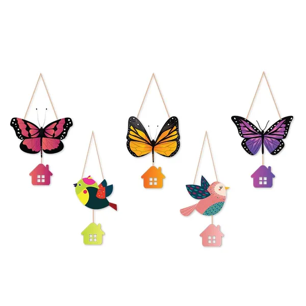 Paper_Whimsical_Butterfly_Bird_House_Wall_Hanging_Set
