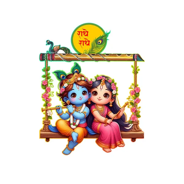 Paper_Traditional_Radha_Krishna_Swing_Gold_Wall_Art