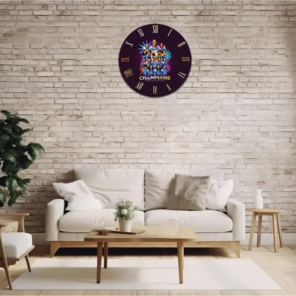 Mdf_Wood_Sports_Icc_Women_Cricket_World_Cup_Gold_Wall_Clock