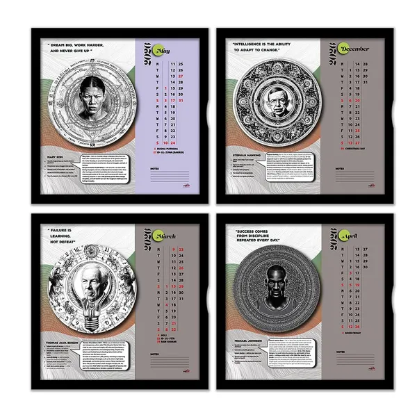 2026_Illustrated_Portraits_Desk_Calendar_With_Motivational_Quotes