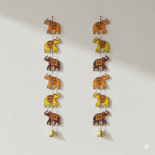 Wood_Metal_Multicolour_Traditional_Elephant_Wall_Hanging