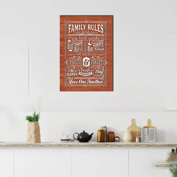 Mdf_Wood_Paper_Family_Rules_Inspirational_Quote_Poster