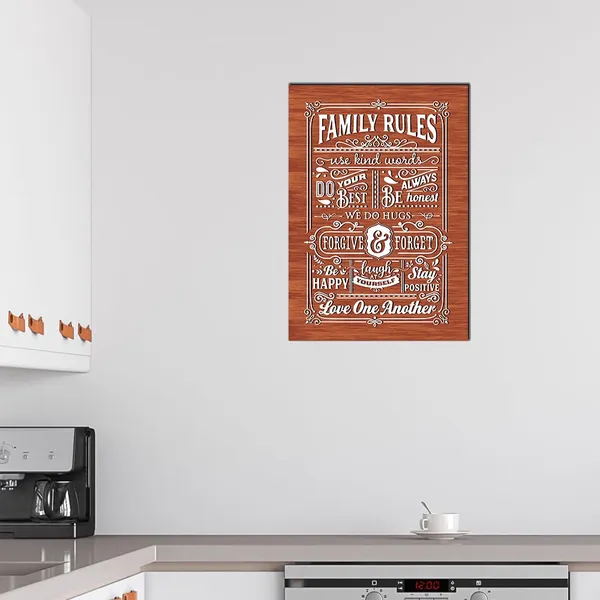 Mdf_Wood_Paper_Family_Rules_Inspirational_Quote_Poster
