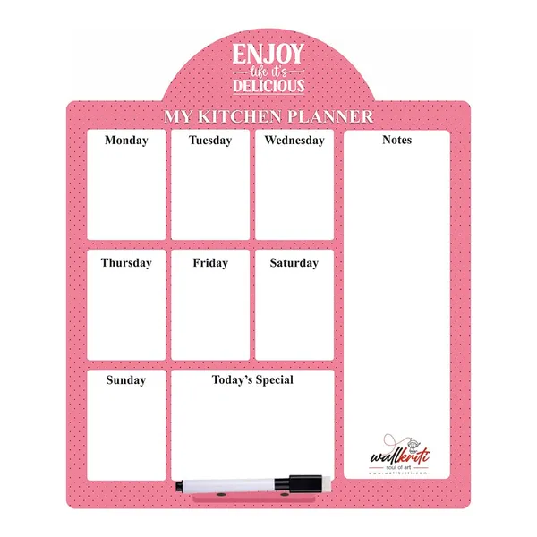 Engineered_Wood_Pink_Polka_Dot_Kitchen_Weekly_Planner_Dry_Erase_Board