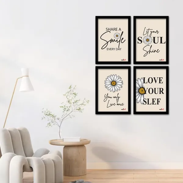 Paper_Floral_Daisy_Uplifting_Quote_Framed_Wall_Art_Set_Of_4