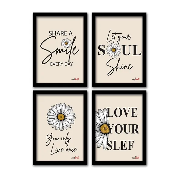 Paper_Floral_Daisy_Uplifting_Quote_Framed_Wall_Art_Set_Of_4