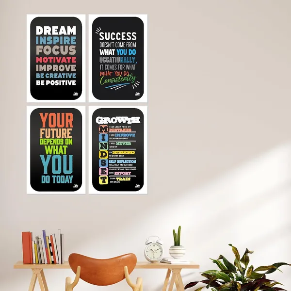 Paper_Floral_Daisy_Motivational_Quote_Framed_Poster_Set_Of_4