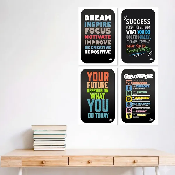 Paper_Floral_Daisy_Motivational_Quote_Framed_Poster_Set_Of_4