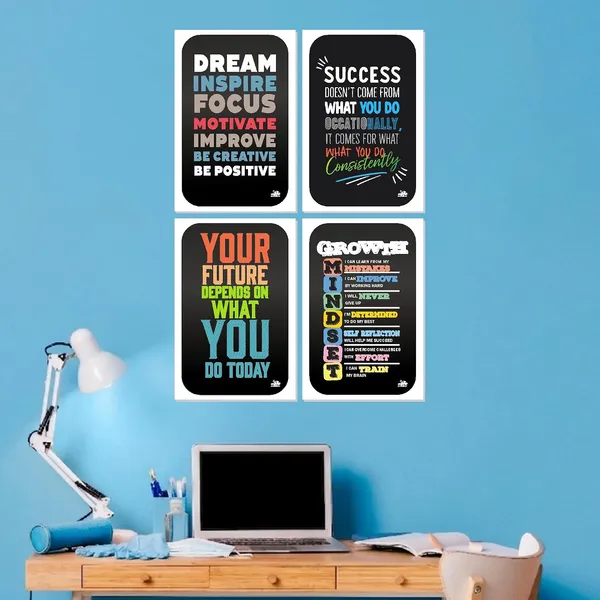 Paper_Floral_Daisy_Motivational_Quote_Framed_Poster_Set_Of_4