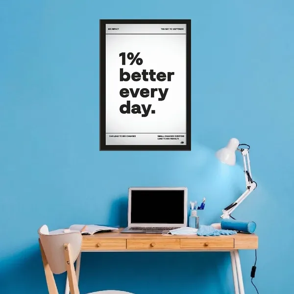 Paper_Minimalist_1%_Better_Every_Day_Framed_Motivational_Poster