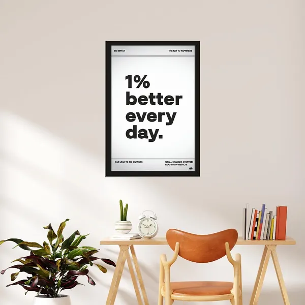 Paper_Minimalist_1%_Better_Every_Day_Framed_Motivational_Poster