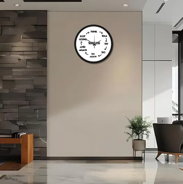 Plastic_Mdf_Motivational_Success_Cycle_Black_White_Wall_Clock
