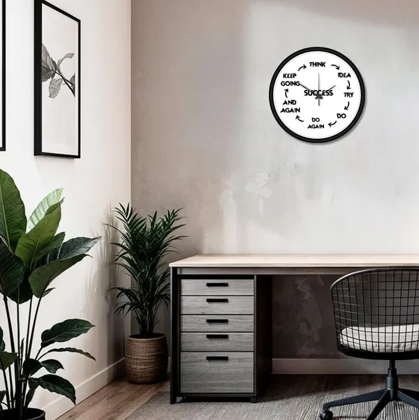 Plastic_Mdf_Motivational_Success_Cycle_Black_White_Wall_Clock