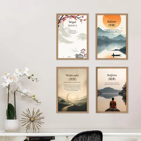 Paper_Japanese_Philosophy_Ikigai_Kaizen_Framed_Poster_Set