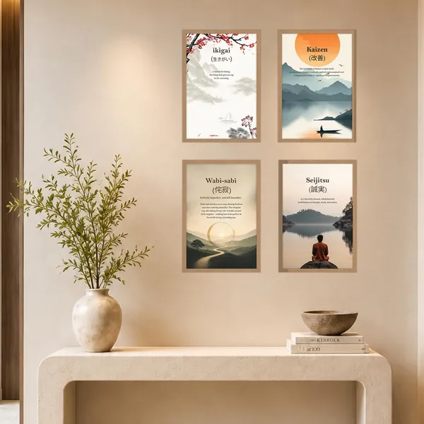 Paper_Japanese_Philosophy_Ikigai_Kaizen_Framed_Poster_Set
