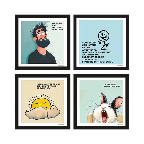 Paper_Humour_Quirky_Quote_Framed_Wall_Art_Set_Of_4