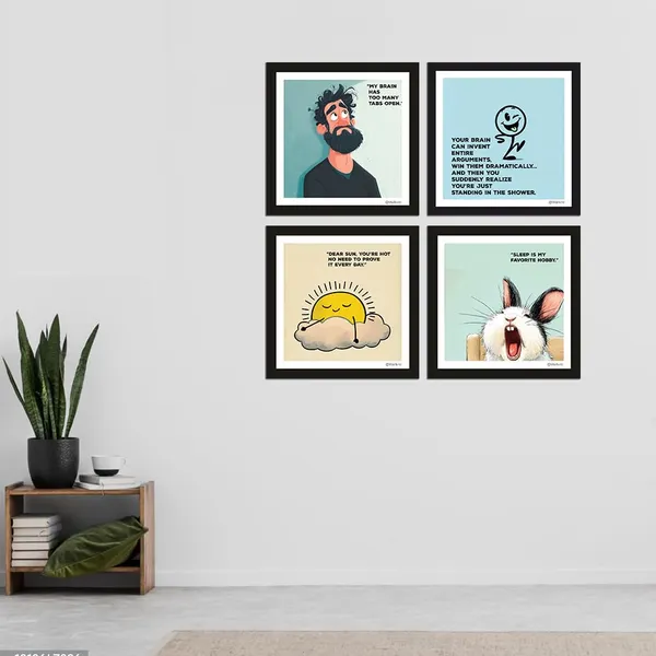 Paper_Humour_Quirky_Quote_Framed_Wall_Art_Set_Of_4